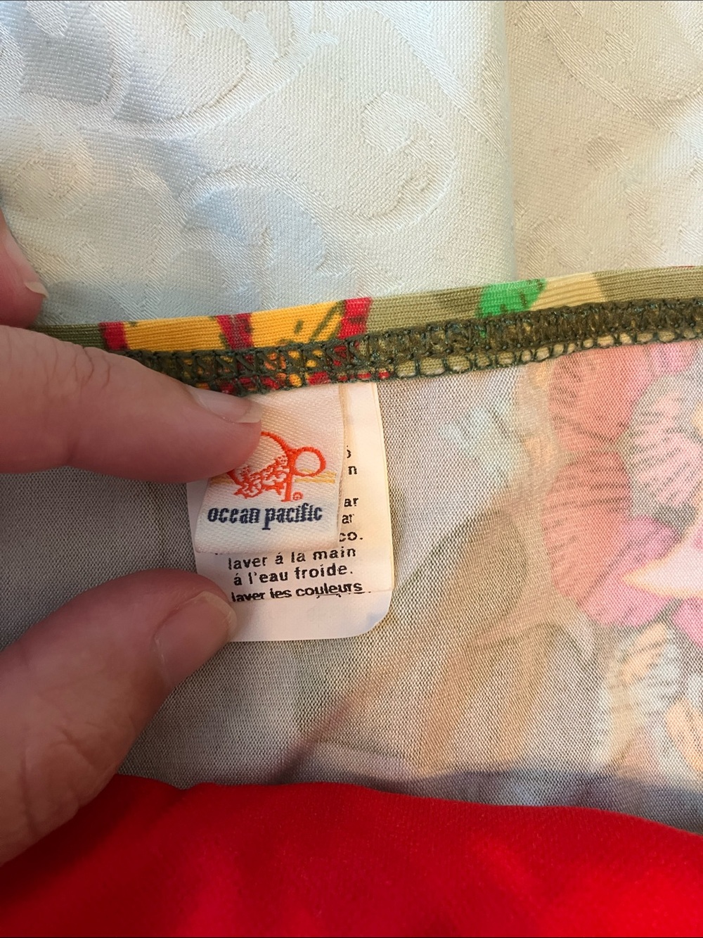 OP Ocean Pacific Floral Swimwear with Red and Green Accents - Picture 2 of 8